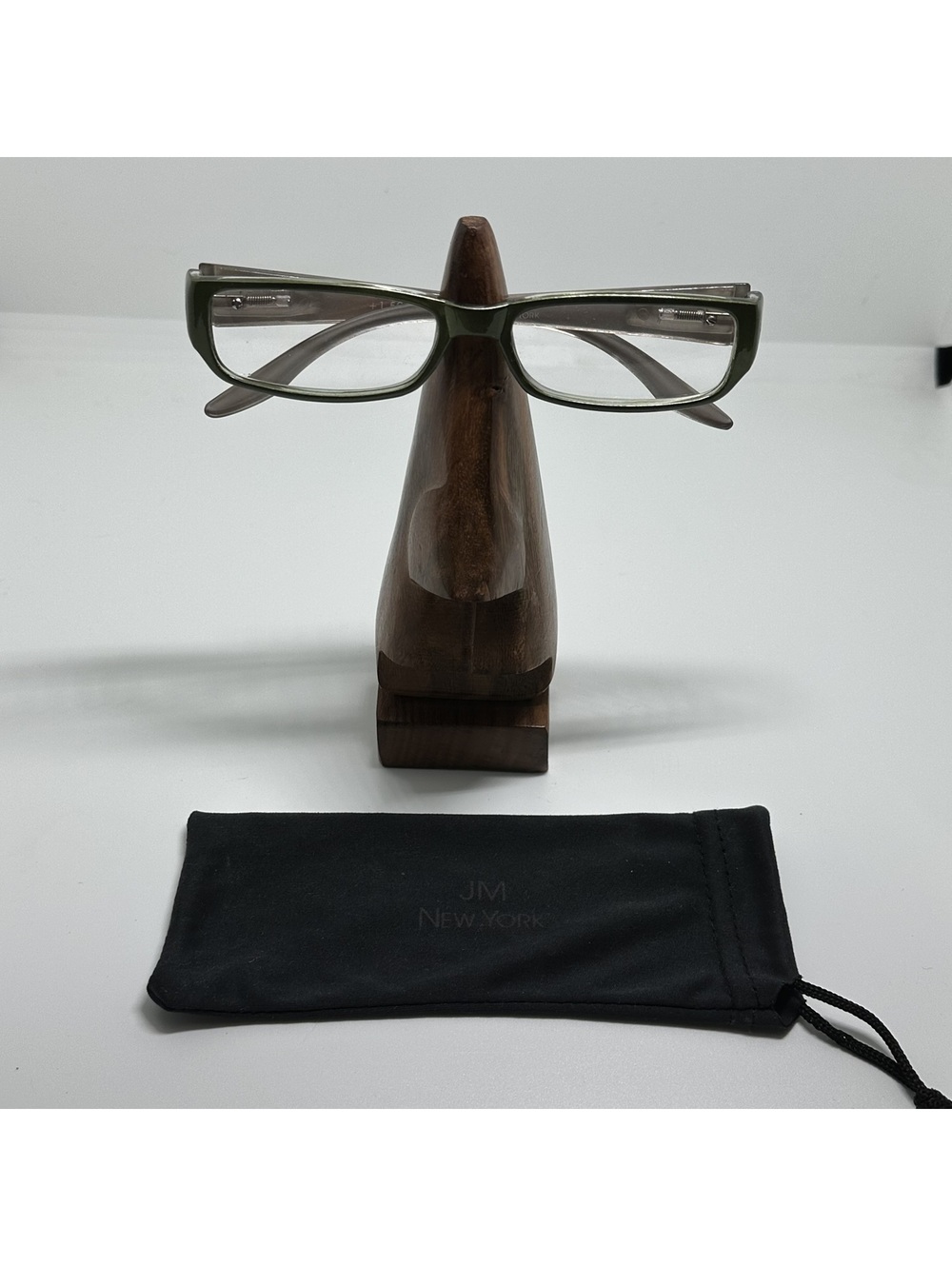JM New York Rectangular Green and Gold +1.5 Reading Eyeglasses with Pouch